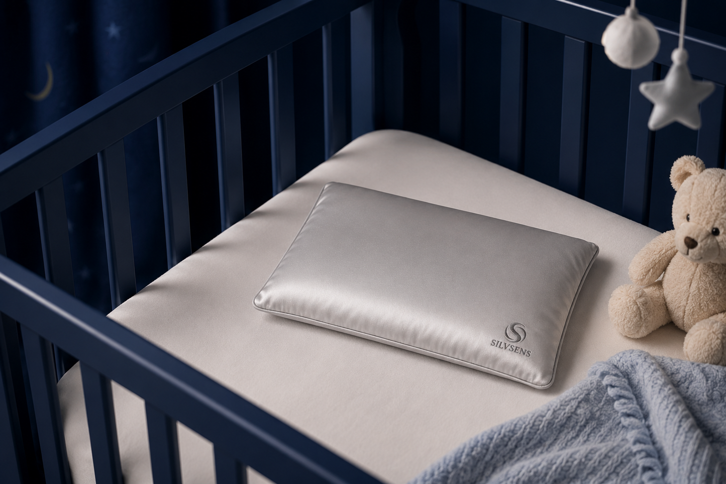 Oreiller Bébé Silvsens Night en Soie et Fibres d’Argent 40 × 30 cm