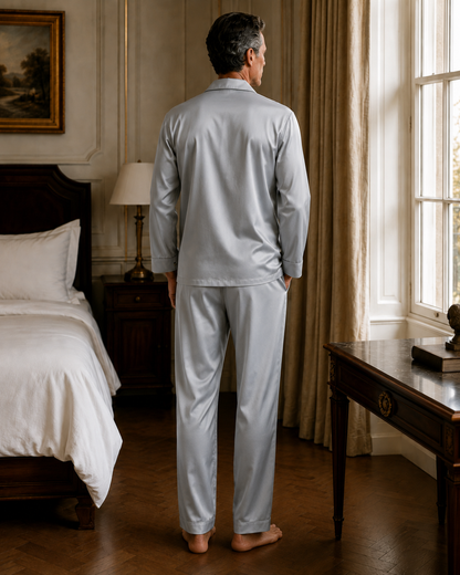 Pyjama Homme en Soie et Fibres d’Argent — Manches Longues et Pantalon